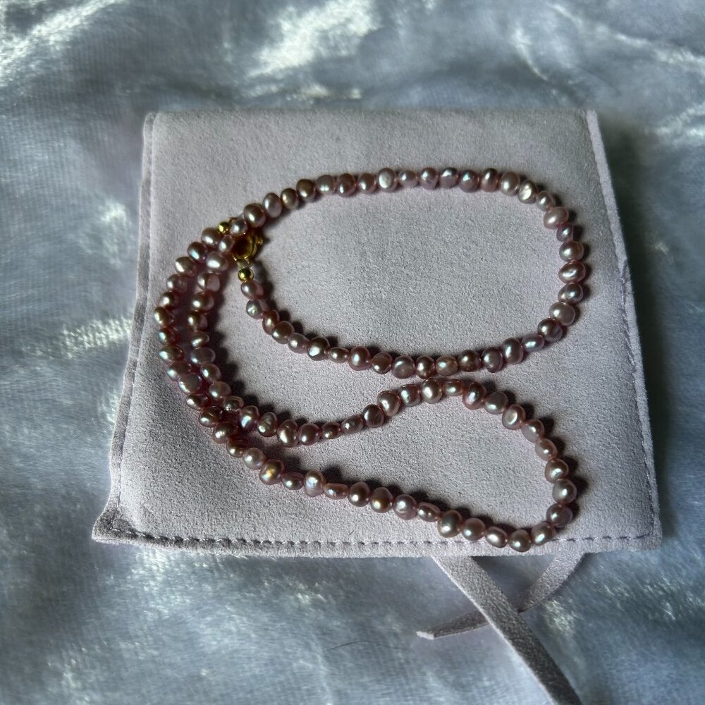 Lavender Pink Freshwater 3.5mm Pearl necklace